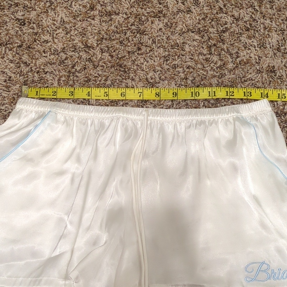 In Bloom by Jonquil white satin baby blue trim bride graphic sleep shorts - Picture 4 of 9